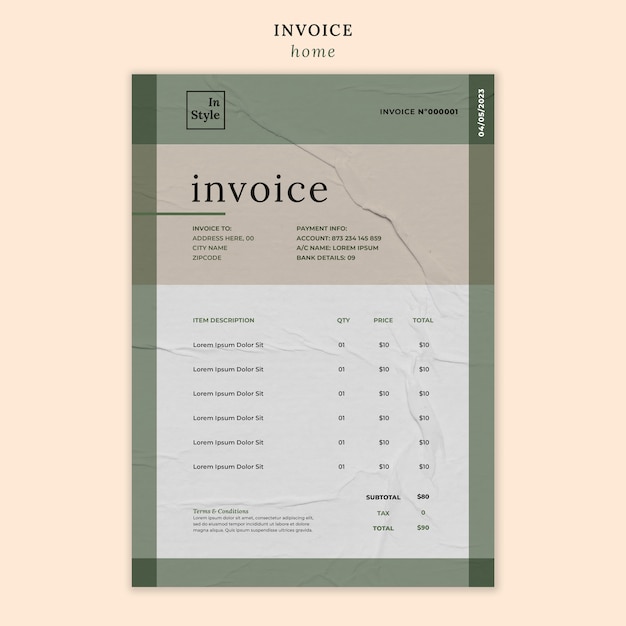 Free PSD home interior design  invoice template