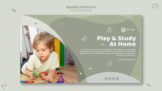 Free PSD home schooling banner template