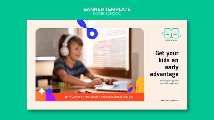 Free PSD home schooling banner template