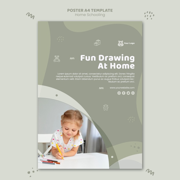 Free PSD home schooling poster template