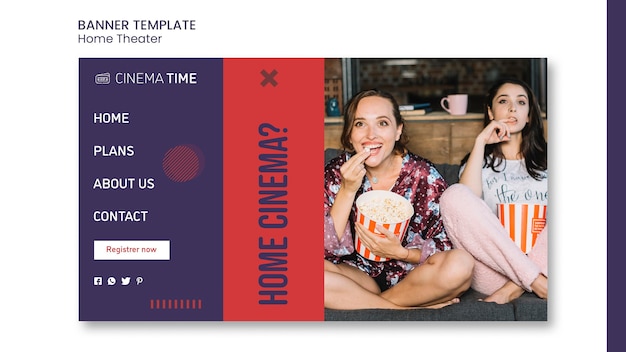 無料PSD 写真付きホームシアターバナーテンプレート
