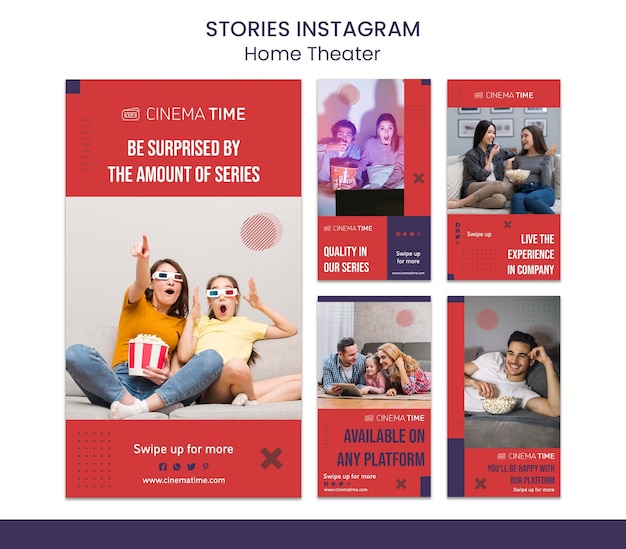 PSD gratuito storie di instagram home theater