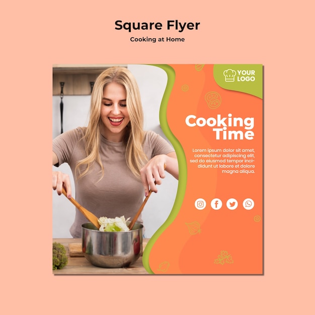 Free PSD homemade cooking time square flyer