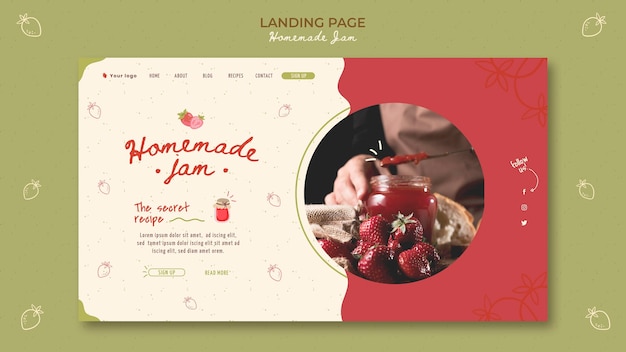 Homemade jam landing page template Free Psd
