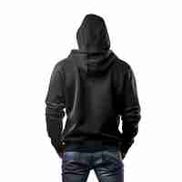 Free PSD hooded man in black hoodie and jeans isolated on white background