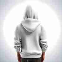 Free PSD hooded man in white sweatshirt 3d illustration