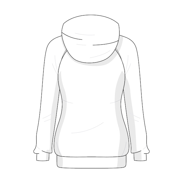 무료 PSD hoodie line art illustration