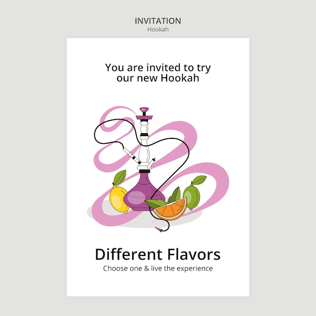 Free PSD hookah flavors invitation template