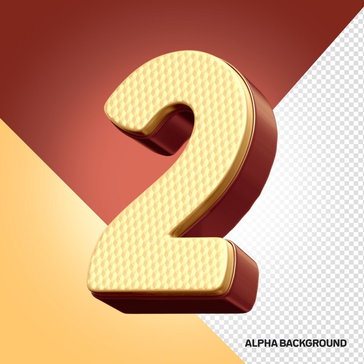 मुफ़्त PSD hore alphabet font number 2 3d model
