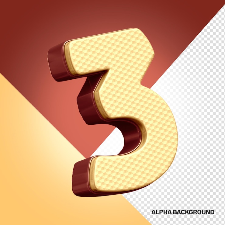 無料PSD アルファベットフォント番号 3 3dモデル