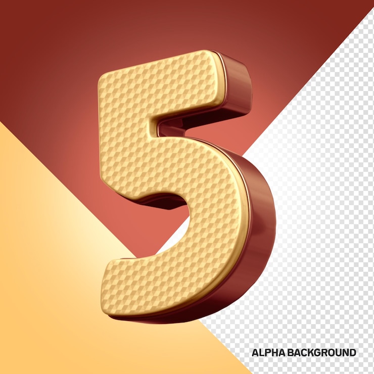 Free PSD hore alphabet font number 5 3d model