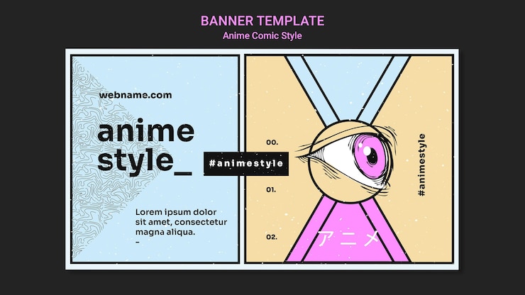 Free PSD horizontal banner in anime comic style