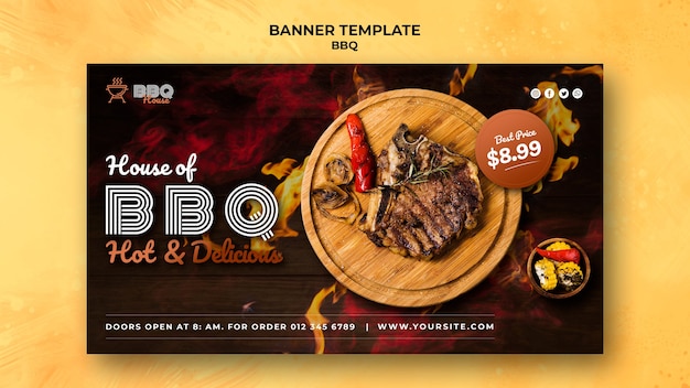 Free PSD horizontal banner for barbecue