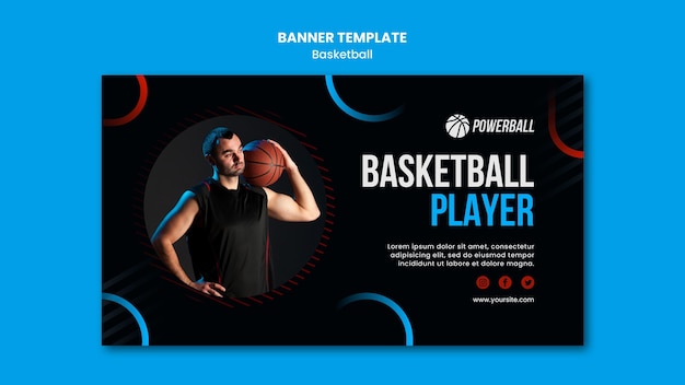 Free PSD horizontal banner for basketball game playing