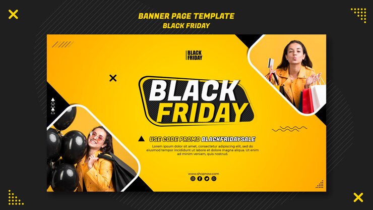 Free PSD horizontal banner for black friday clearance