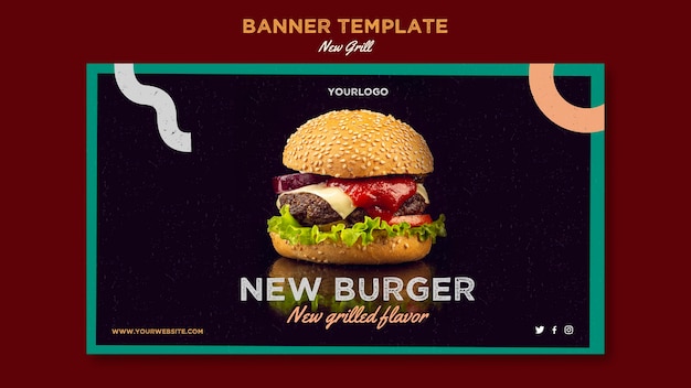 Free PSD horizontal banner for burger restaurant