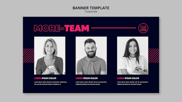 PSD gratuito banner orizzontale per team aziendali