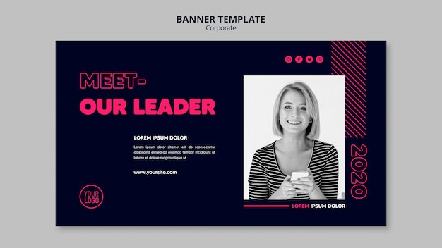 Free PSD horizontal banner for business team