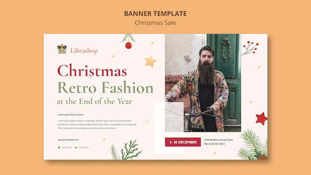 Free PSD horizontal banner for christmas sale