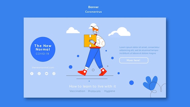 Free PSD horizontal banner for coronavirus new normal lifestyle
