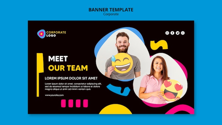Free PSD horizontal banner for creative corporate team