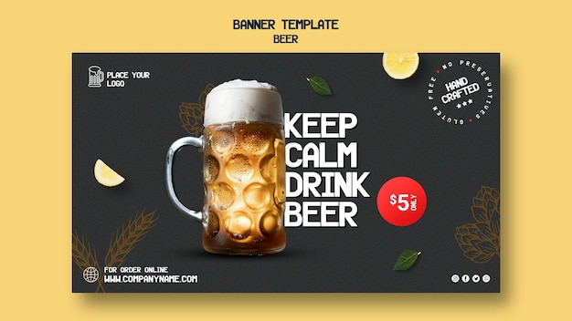 PSD gratuito banner orizzontale per bere birra