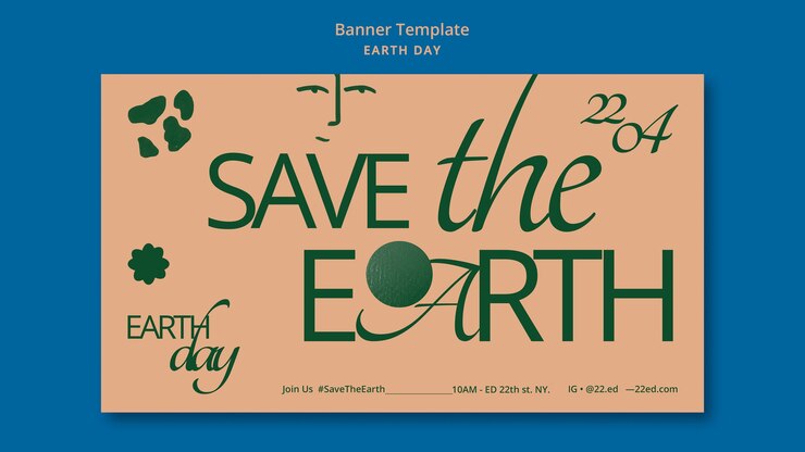 Free PSD horizontal banner for earth day celebration
