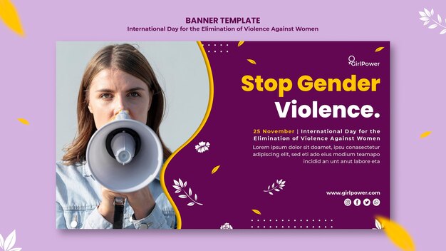 Горизонтальный баннер за искоренение насилия в отношении женщин