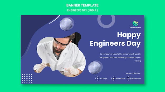 Free PSD horizontal banner for engineers day celebration