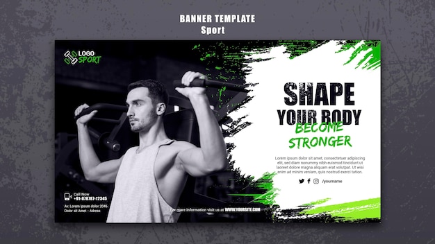 Free PSD horizontal banner for exercise and gym training