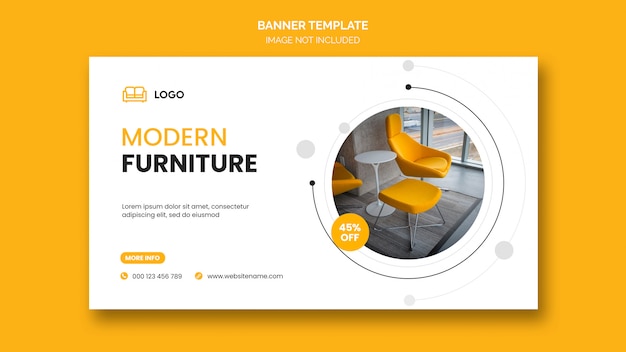 Horizontal banner or facebook cover with minimal design and home furniture discount