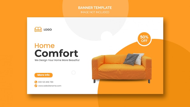 Free PSD horizontal banner or facebook cover with minimal design and home furniture discount
