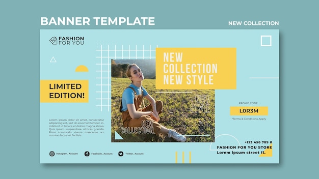 horizontal banner for fashion collection with woman in nature