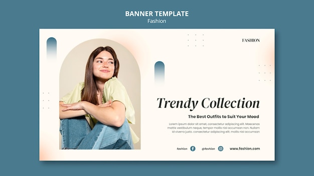 Free PSD horizontal banner for fashion style and clothing with woman