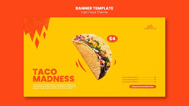 Horizontal banner for fast food restaurant