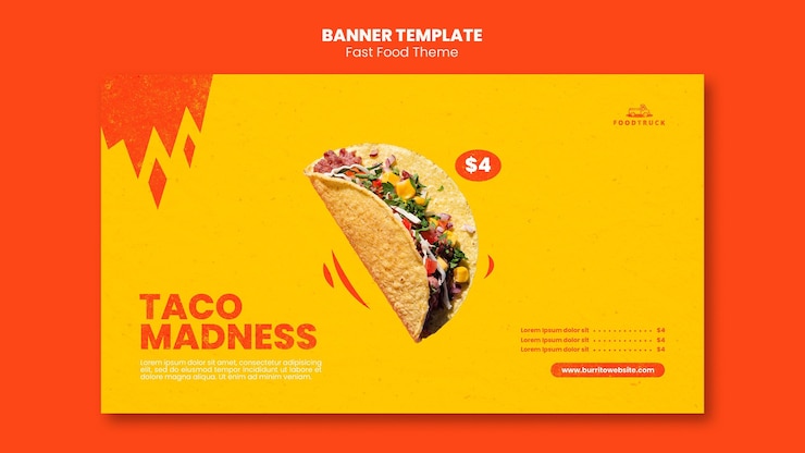 Free PSD horizontal banner for fast food restaurant
