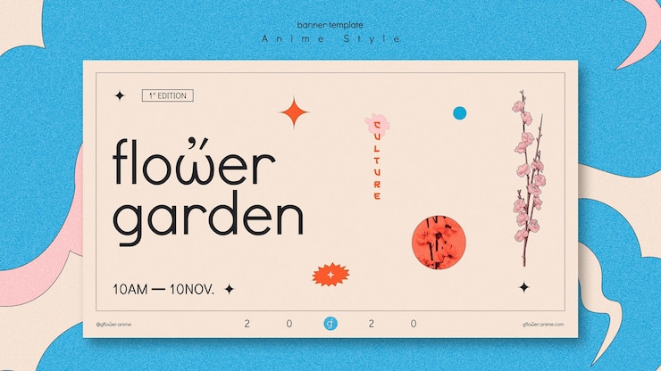 無料PSD フラワーガーデンの横長バナー