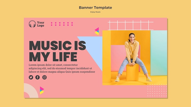 Бесплатный PSD Горизонтальный баннер для прослушивания музыки