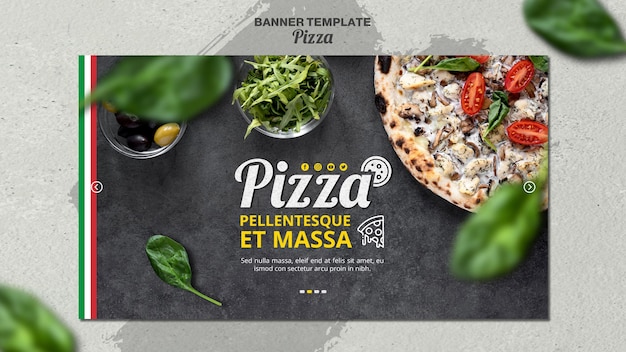 Бесплатный PSD Горизонтальный баннер для итальянской пиццерии