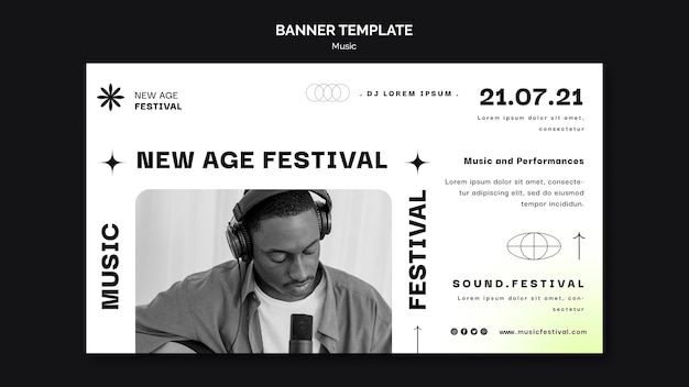Горизонтальный баннер для музыкального фестиваля нью-эйдж