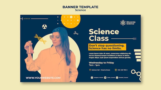 Бесплатный PSD Горизонтальный баннер для научного класса