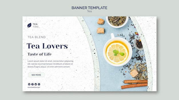 無料PSD ティータイムの横バナー