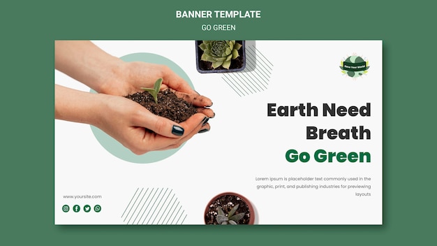 PSD gratuito banner orizzontale per diventare verde ed ecologico