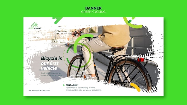 PSD gratuito banner orizzontale per mountain bike verde