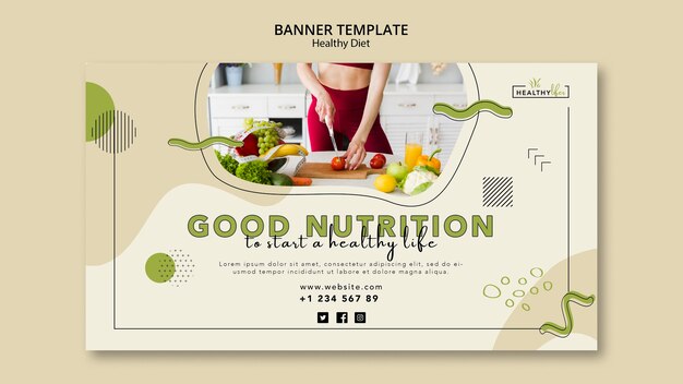 Horizontal banner for healthy nutrition