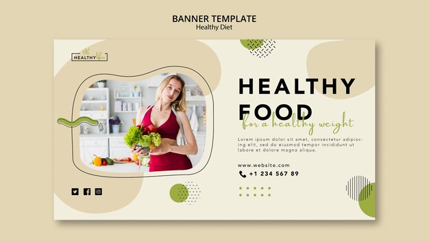 Horizontal banner for healthy nutrition