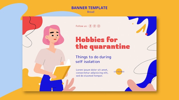 Horizontal banner for hobbies during quarantine