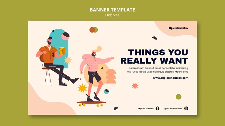 Free PSD horizontal banner for hobbies and passions