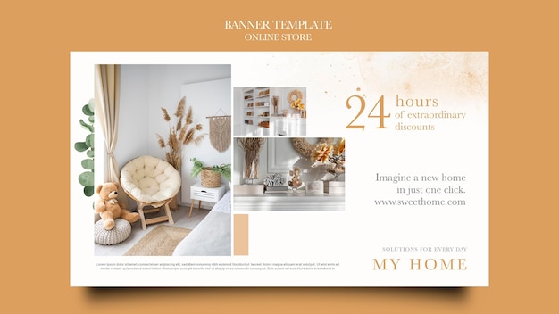 Free PSD horizontal banner for home furniture online shop