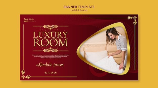 Horizontal banner for hotel and resort